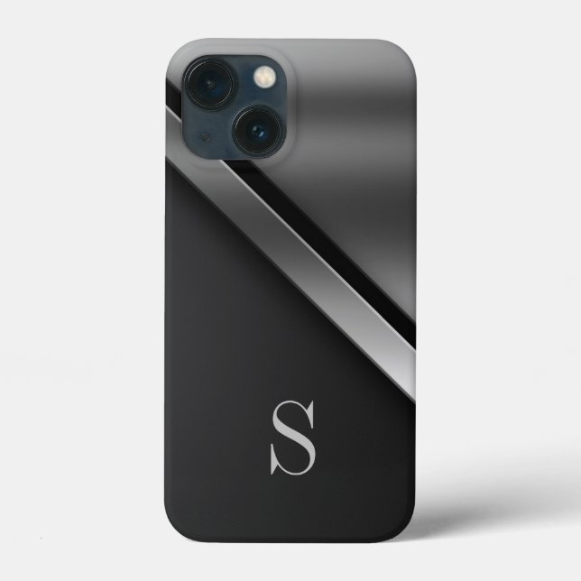 Estojo de iPhone / iPad Black Steel Metallic Monog (Verso)