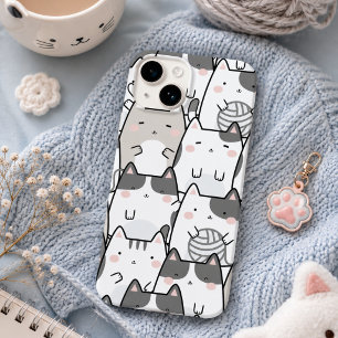 Estojo de iPhone / iPad com padrão de gato Kawaii