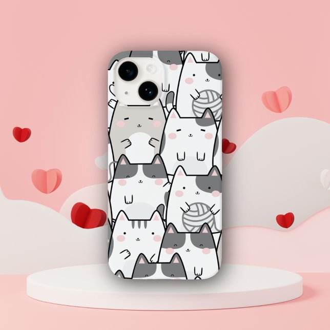 Estojo de iPhone / iPad com padrão de gato Kawaii  (Criador carregado)