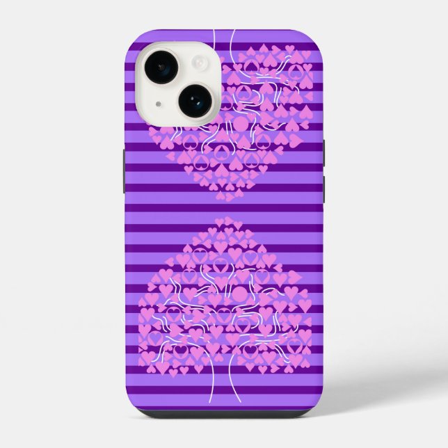 Estojo de iPhone Love Tree Purple Heart (Verso)
