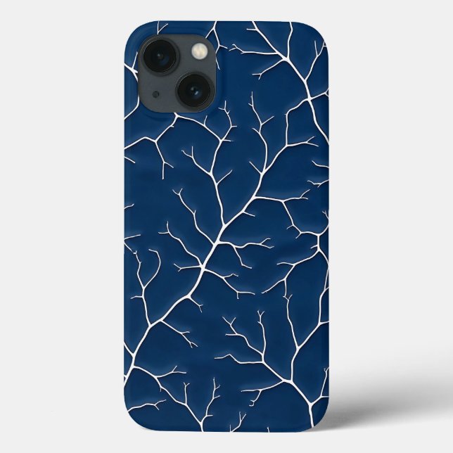 Estojo de iPhone Minimal Indigo Branch Look (Verso)