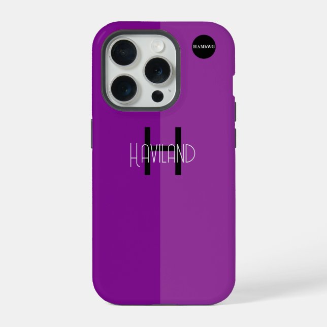Estojo de iPhone Monograma Dois Tons HAMbWG (Verso)