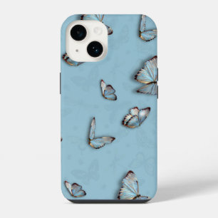 Estojo de Telefone Borboleta Azul   Estética Fofo 
