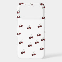 Estojo de Telefone Branco com Padrão de Cereja Min