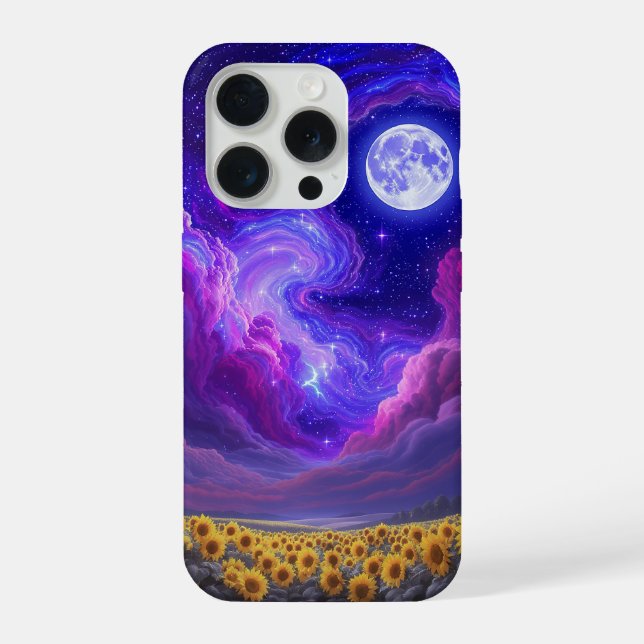 Estojo de telefone céu de girassol ao luar (Verso)