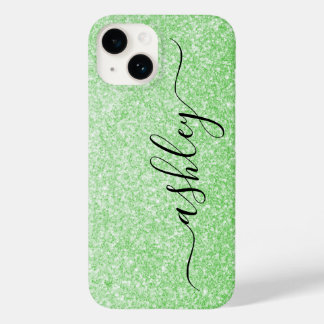 Estojo de telefone com brilho verde de luxo com no