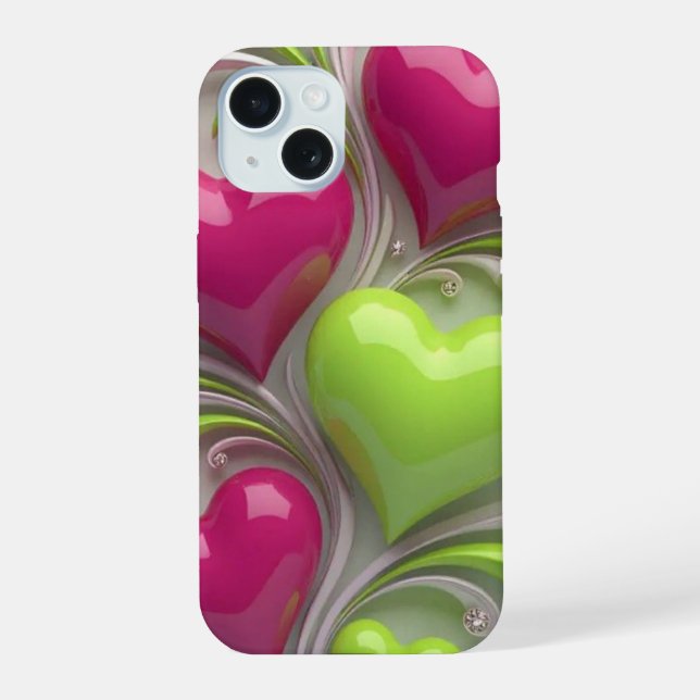 Estojo de Telefone com Design de Coração Elegante  (Verso)