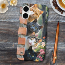 Estojo de telefone com jardim de gatos engraçados 