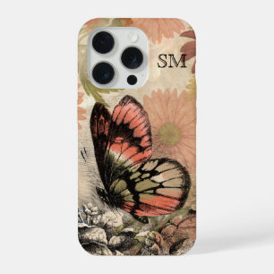 Estojo de telefone com monograma de borboleta flor