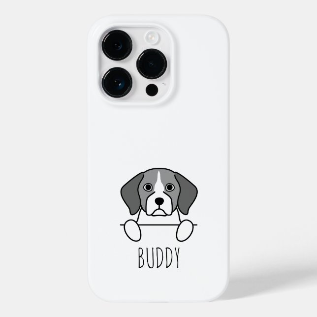 Estojo de telefone com nome personalizado de Beagl (Verso)
