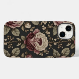 Estojo de telefone com padrão de rosa floral vinta
