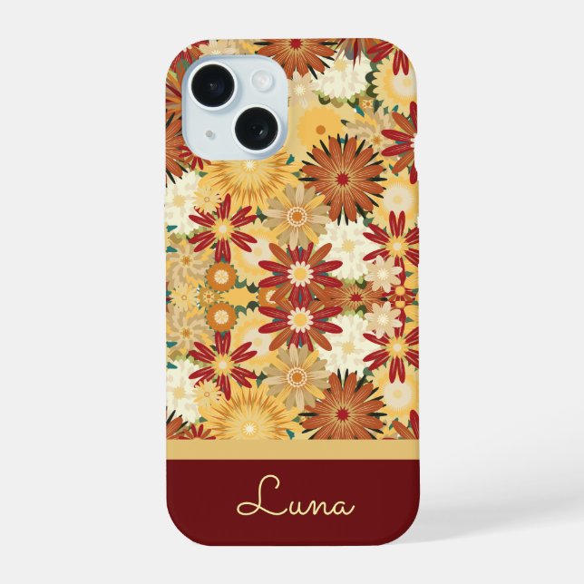 Estojo de Telefone com Padrão Floral Quente Retro  (Verso)