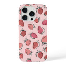 Estojo de Telefone com Padrão Rosa Morango Fofo