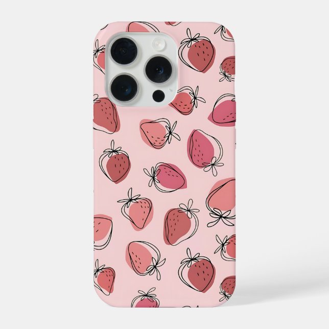 Estojo de Telefone com Padrão Rosa Morango Fofo (Verso)
