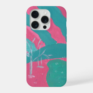 Estojo de telefone com paisagem minimalista rosa e