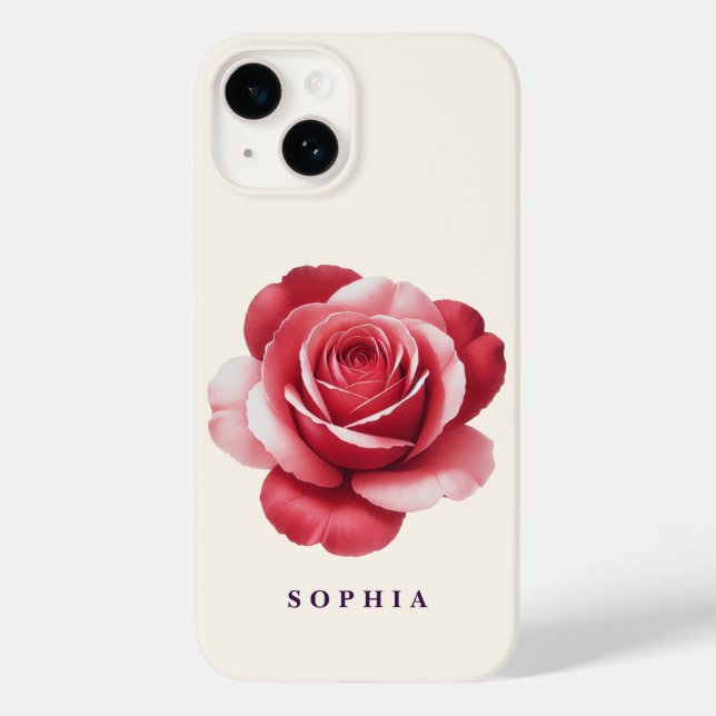 Estojo de telefone com Rosa Vermelha Personalizada (Verso)