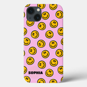 Estojo de telefone com rosto sorridente feminino f