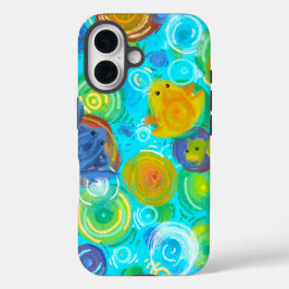 Estojo de telefone com sapo colorido em arco-íris
