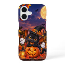 Estojo de telefone de abóbora de Halloween de Gato