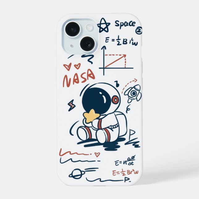 Estojo de telefone de desenho animado espacial de  (Verso)