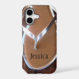 Estojo de telefone de flip flop prateado