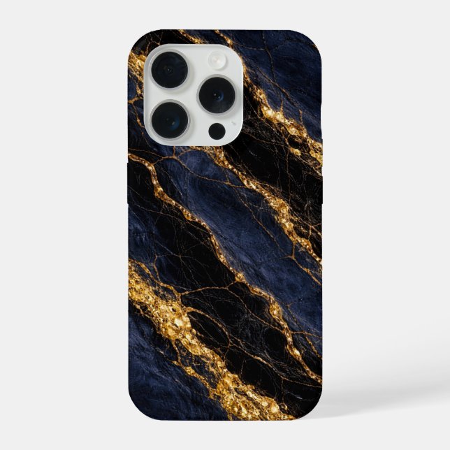 Estojo de telefone de mármore azul naval luxuoso c (Verso)