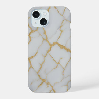 Estojo de Telefone de Mármore Branco e Veias Doura