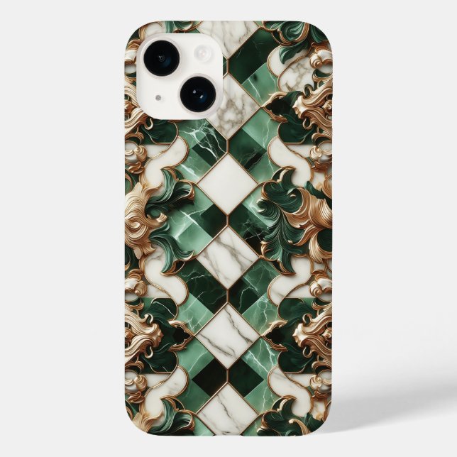 Estojo de telefone de mármore verde esmeralda de l (Verso)