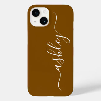 Estojo de telefone dourado marrom de luxo com nome