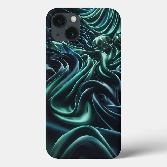 Estojo de telefone em ondas de seda verde esmerald (Verso)