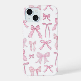 Estojo de Telefone Estético com Laços Rosa Fofos