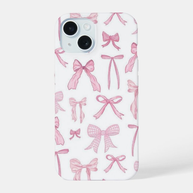 Estojo de Telefone Estético com Laços Rosa Fofos (Verso)