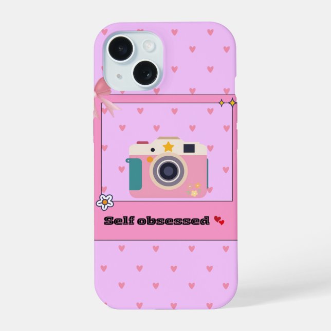 Estojo de Telefone Estético Rosa Fofo Câmera (Verso)