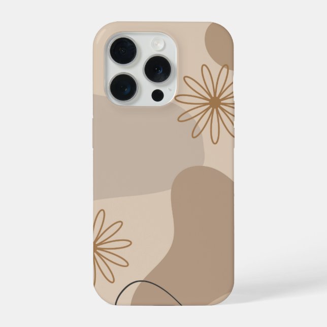 Estojo de Telefone Floral Abstrato Bege Minimalist (Verso)