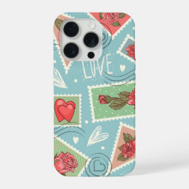 Estojo de Telefone Floral Corações de Amor Pastel