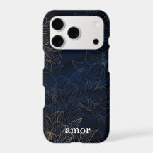 Estojo de telefone floral escuro com texto persona