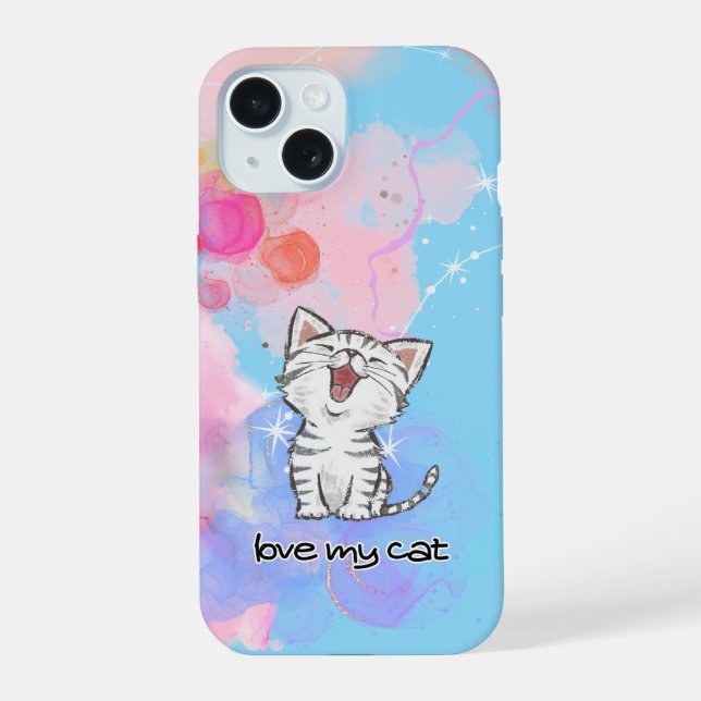 Estojo de telefone fofo de gato (Verso)