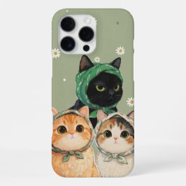 Estojo de Telefone Gato Fofo Verde Kawaii Gatinho