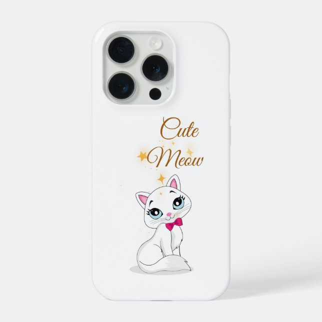Estojo de Telefone Gato Meow Fofo  (Verso)