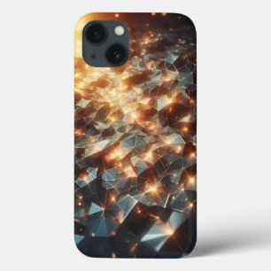 Estojo de Telefone Geométrico Dourado de Luxo - Ba
