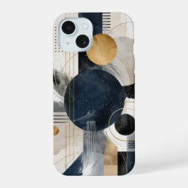 Estojo de Telefone Geométrico Naval Dourado Modern