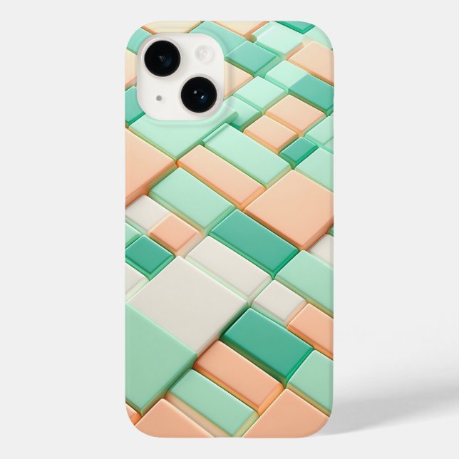 Estojo de Telefone Geométrico Pastel Moderno em Ve (Verso)
