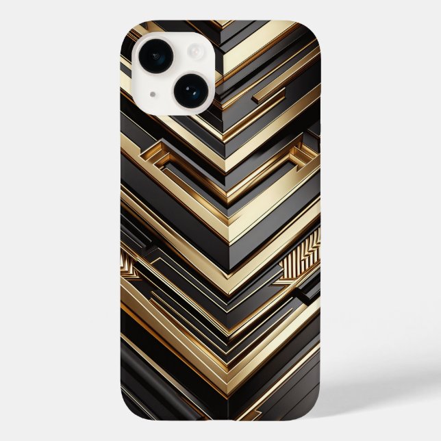 Estojo de Telefone Geométrico Preto e Dourado Luxu (Verso)