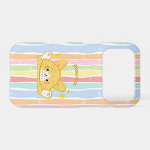 Estojo de Telefone Listras Pastel Meoww Gato Estét