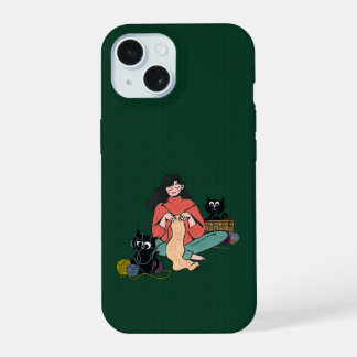 Estojo de Telefone Mulher Tecendo Aconchegante com