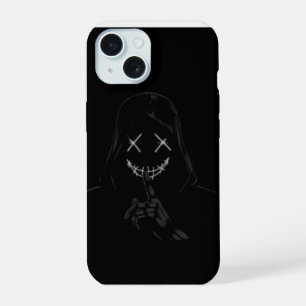 Estojo de telefone preto com rosto neon brilhante 