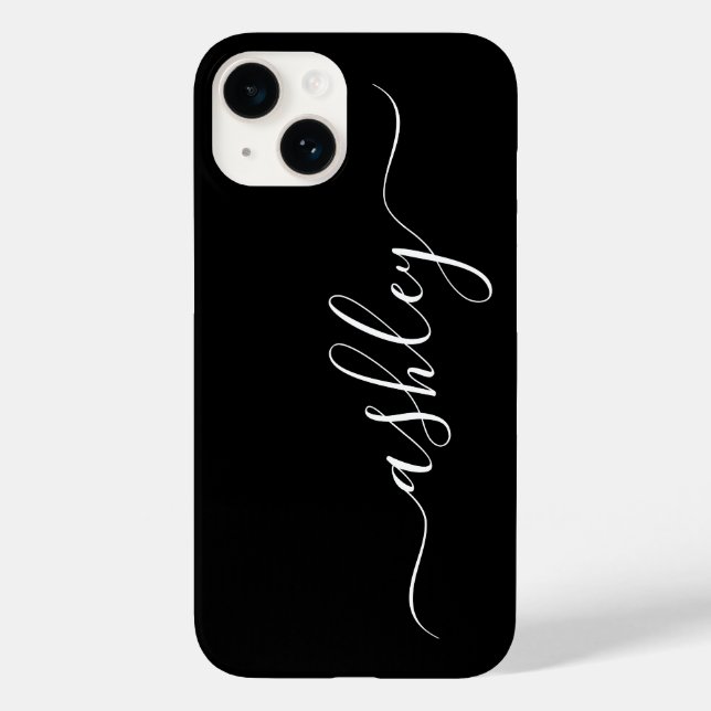 Estojo de telefone preto de luxo com nome personal (Verso)
