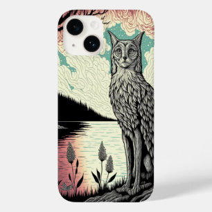 Estojo de Telefone Psicodélico de Gato Místico B