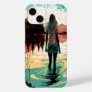 Estojo de Telefone Psiquedélico Mulher em um Lago