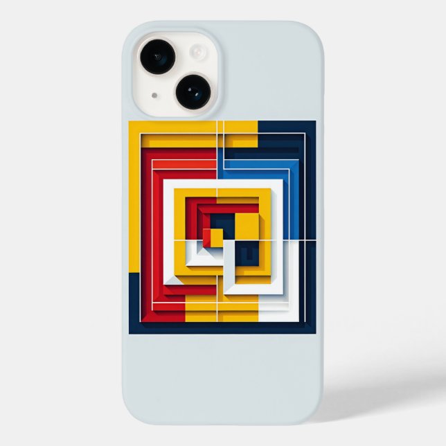 Estojo de Telefone Quadrado Geométrico Abstrato Mo (Verso)